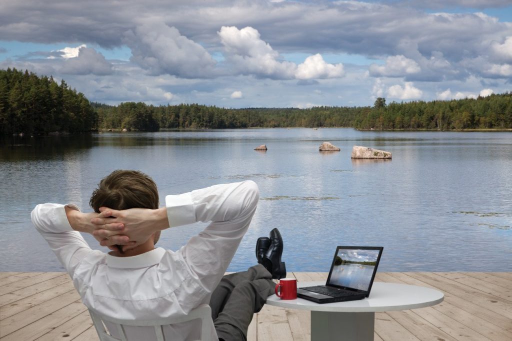 Lake with lake on laptop