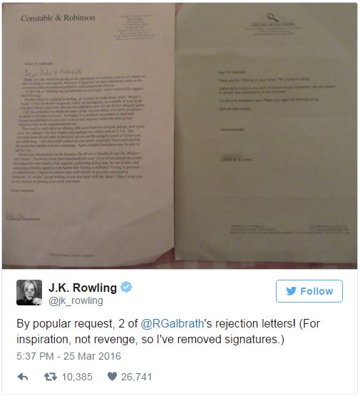 JK Rowling's rejection letters