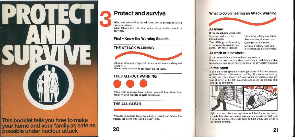 An official pamphlet issued by the UK government in 1980 offering advice on surviving a nuclear attack.