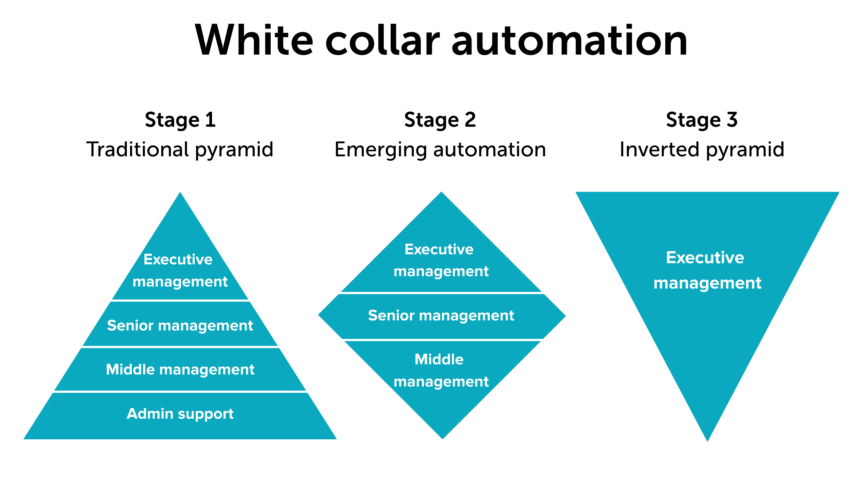 Stages of the process of white color automation.