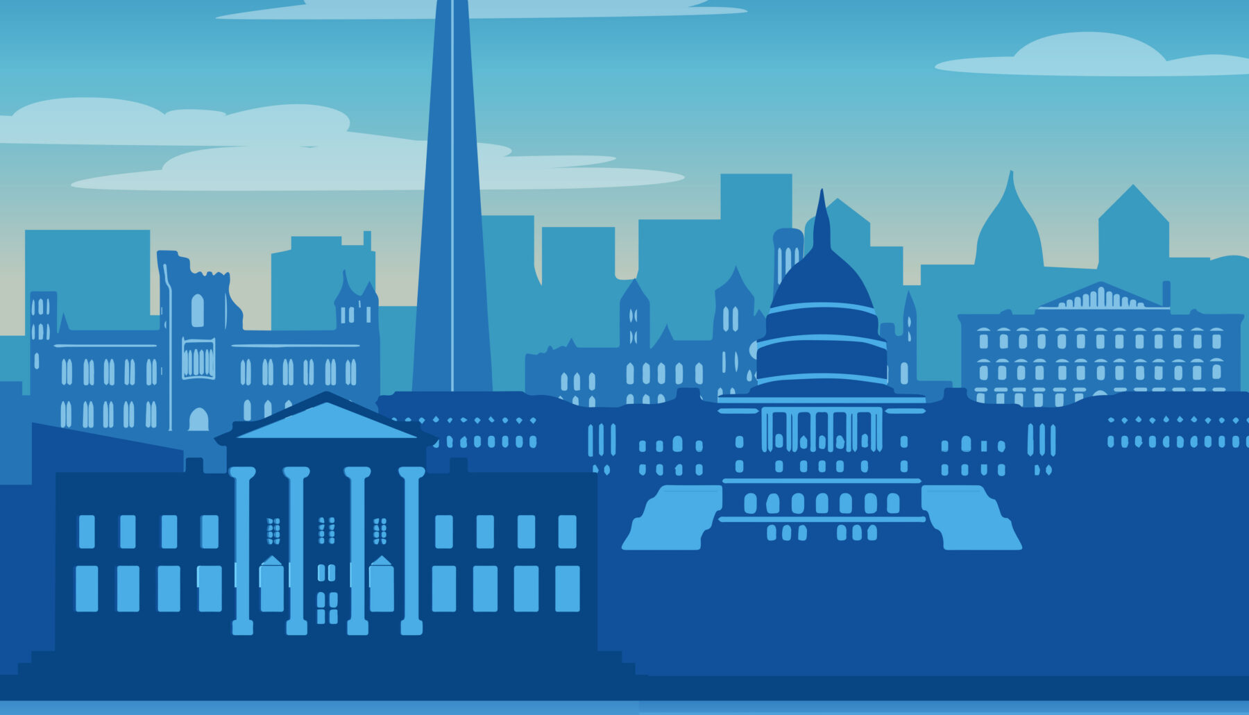 An illustration of the Washington, D.C. skyline.